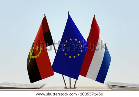Flags of Angola European Union and Netherlands