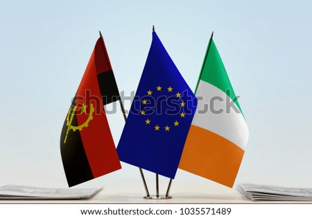 Flags of Angola European Union and Ireland