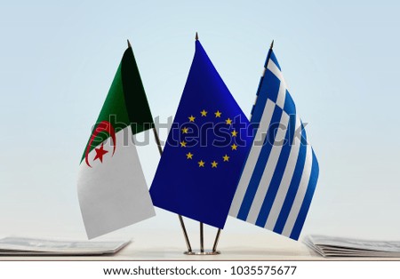 Flags of Algeria European Union and Greece