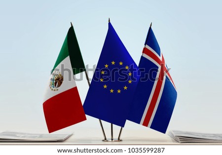 Flags of Mexico European Union and Iceland