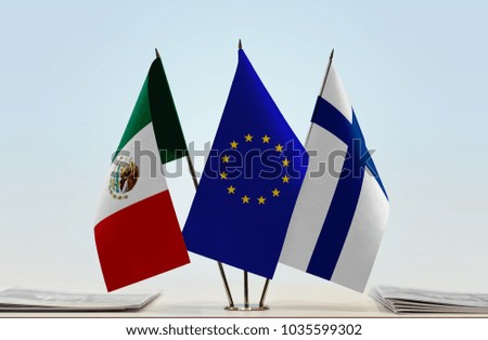 Flags of Mexico European Union and Finland