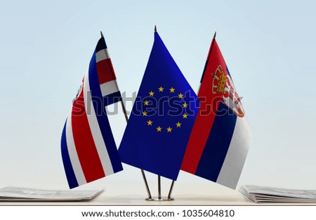 Flags of Costa Rica European Union and Serbia