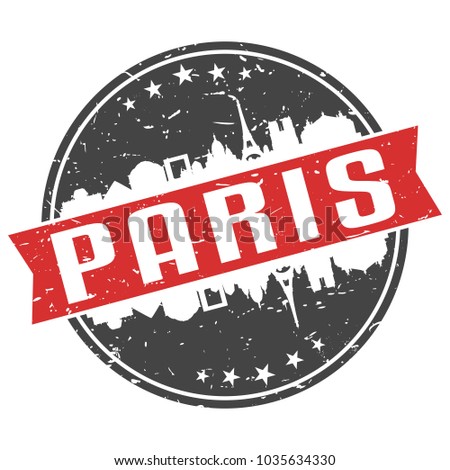 Paris France Round Travel Stamp. Icon Skyline City Design Vector. Seal Illustration Badge Clip Art.