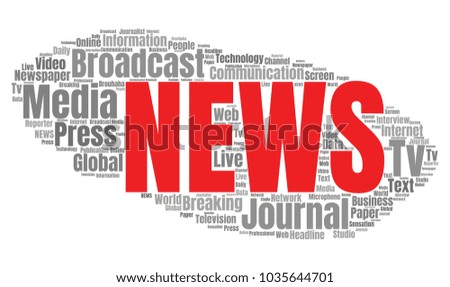 News Word Cloud. Breaking News Vector Collage Made of Popular Tags
