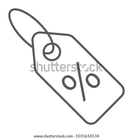 Discount percent tag thin line icon, e commerce and marketing, price tag sign vector graphics, a solid pattern on a white background, eps 10.