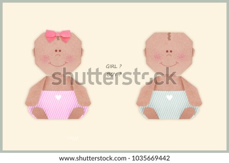 Baby girl or boy in nappy origami