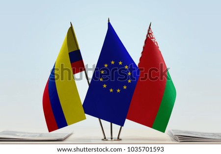 Flags of Colombia European Union and Belarus
