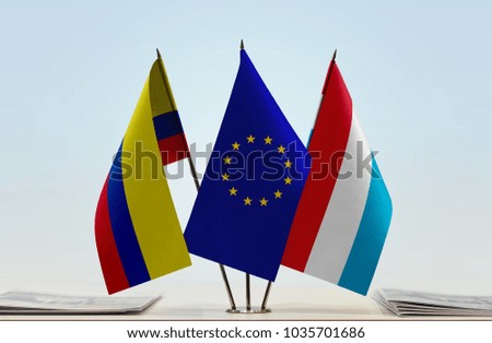 Flags of Colombia European Union and Luxembourg