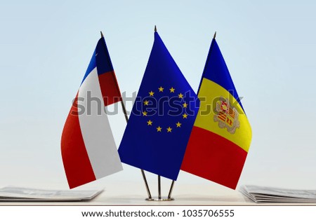 Flags of Chile European Union and Andorra