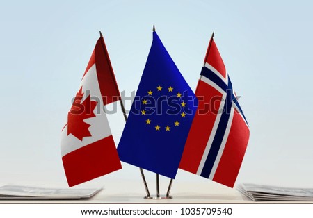 Flags of Canada European Union and Norway