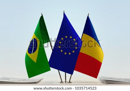 Flags of Brazil European Union and Romania