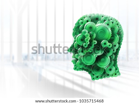 Digital composite of Cog head with bright background