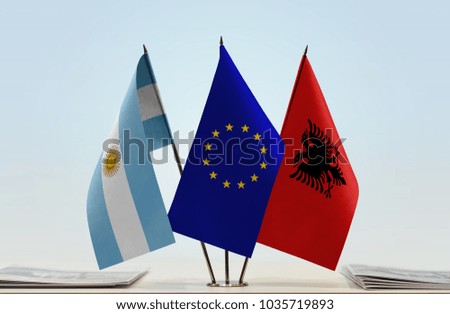 Flags of Argentina European Union and Albania