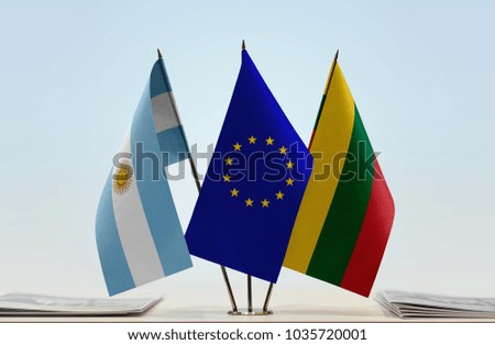 Flags of Argentina European Union and Lithuania