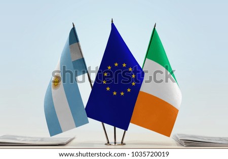 Flags of Argentina European Union and Ireland