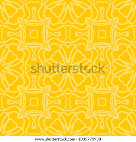 Decorative line art seamless pattern for design. Lace vector illustration for invitations and greeting cards. Yellow color
