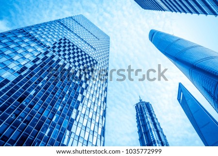 low angle view of skyscrapers in shanghai,China
