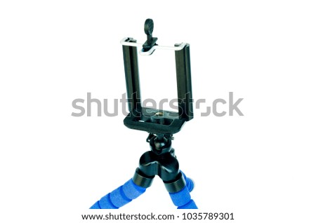 Tripod for mobile phone isolate on white background. Stand for mobile phone
