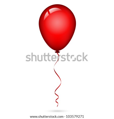 Vector illustration of red balloon with ribbon