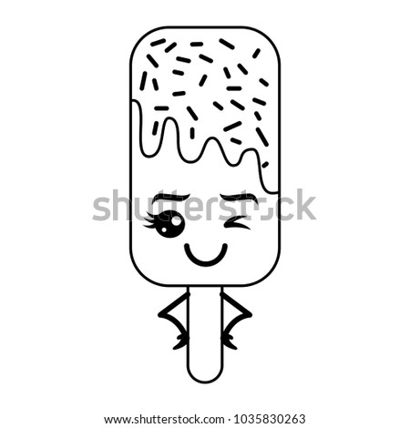 kawaii ice cream stick cartoon character