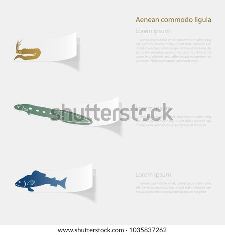 Fish the seas and oceans. Flat sticker with shadow on white background. Vector illustration