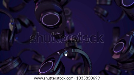 Rotating Headphones. Gray Headphones wire isolated on a transparent background 3D illustration render rotating seamless loop animation