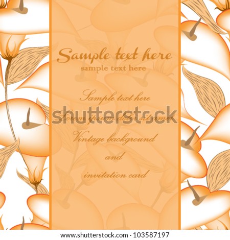 Kala flower invitation card. Seamless illustration background