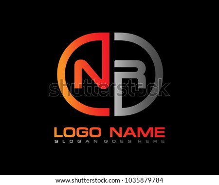 N R Initial circle logo template vector