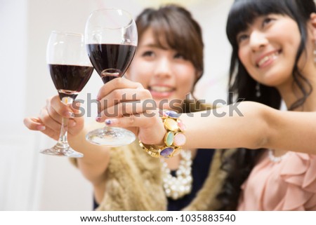 Japanese woman to toast with wine