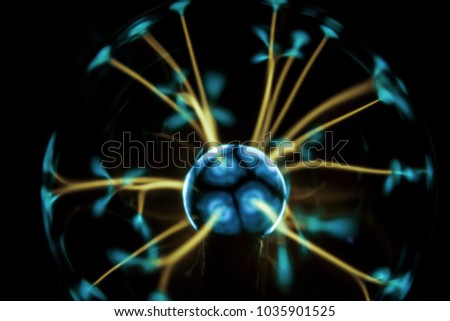 Electricity fire-ball. Abstract photo of electric waves. Static electricity