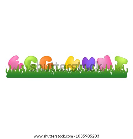 Easter vector illustration with quote EGG HUNT on a grass with long shadows