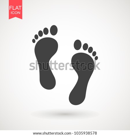 Foot print icon. Bare foot print Black on white feet icon vector , stock vector illustration flat design style Royalty-Free Stock Photo #1035938578