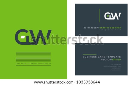 Letters G W, G & W joint logo icon with business card vector template.