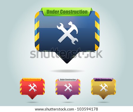 Vector Glossy Under Construction Icon/Button and multicolored