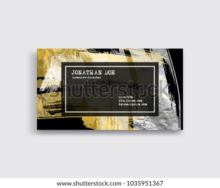 Black, Silver and Gold Business Card Template. Vector illustration.
