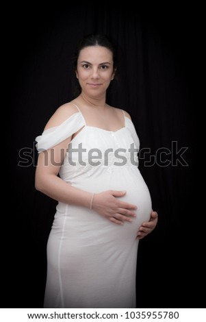 pregnant  brunette woman
