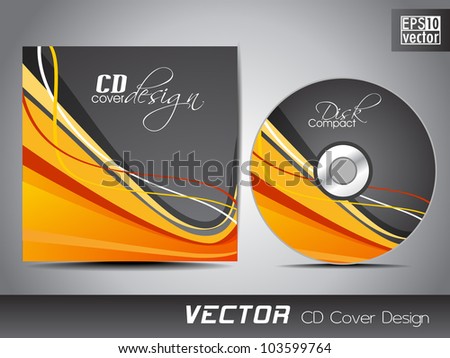 Vector CD cover in grey color with colorful wave pattern and space for your text. EPS 10. Vector illustration.
