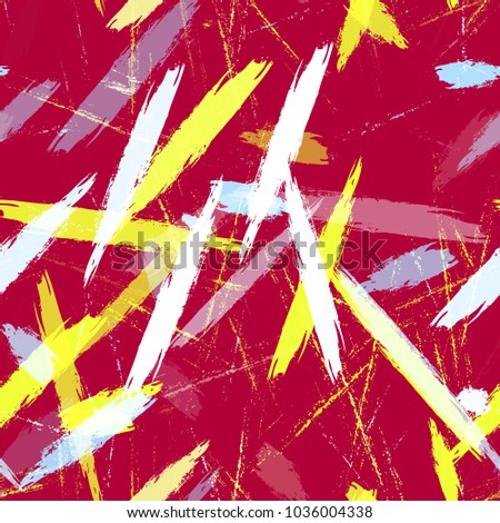 Fabric Texture with Grunge Strokes and Stripes. Hand Drawn Fashion Seamless Pattern. Paint Watercolor Style Stripes. Advertising, Cover Print Design Pattern.
