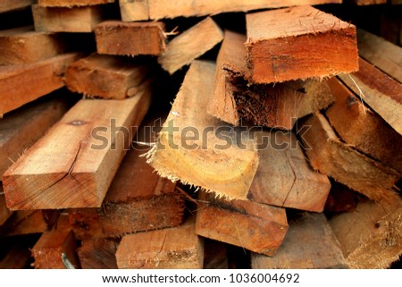 Softwood used in construction. Royalty-Free Stock Photo #1036004692