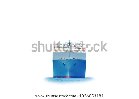 Auto car carrier ship, designed for transportation of cars isolated on white background