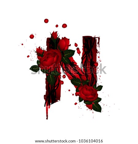 Letter A vector alphabet with rose flower. ABC concept type as logo. Typography design.