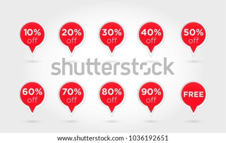 Vectorized buttons with different discounts, discount offer price. Special offer. Set.