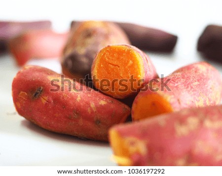 Closeup Sweet Potato with white background.