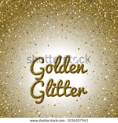 Golden glitter background. Pink golden sparkling frame. Round confetti. Jpgillustration
