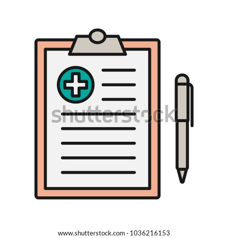 Medical report color icon. Doctor advice. Isolated vector illustration