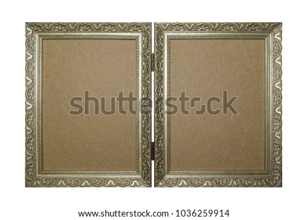 two silver frames in vintage style isolated on white background