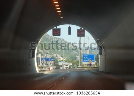 exit from the tunnel Sozina (Montenegro) Royalty-Free Stock Photo #1036285654