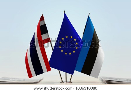 Flags of Thailand European Union and Estonia