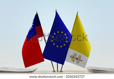Flags of Taiwan European Union and Vatican City