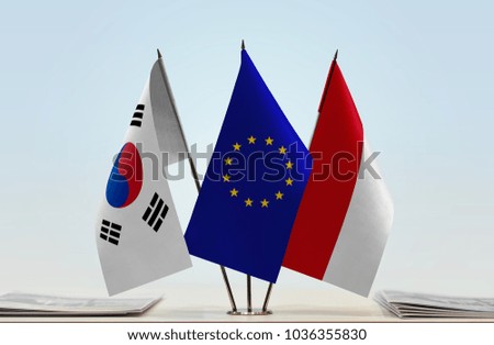 Flags of South Korea European Union and Monaco